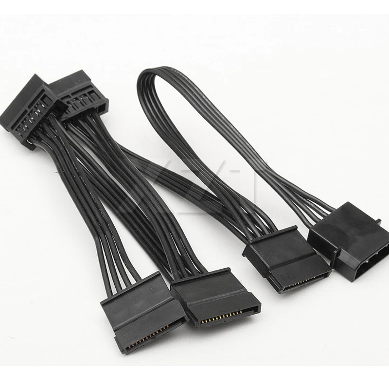 Cable 18AWG Wire for Hard Drive 4Pin IDE Molex to 5-Port 15Pin SATA Power Cable Adapter Cord Lead HDD SSD PC Computer for Miner 